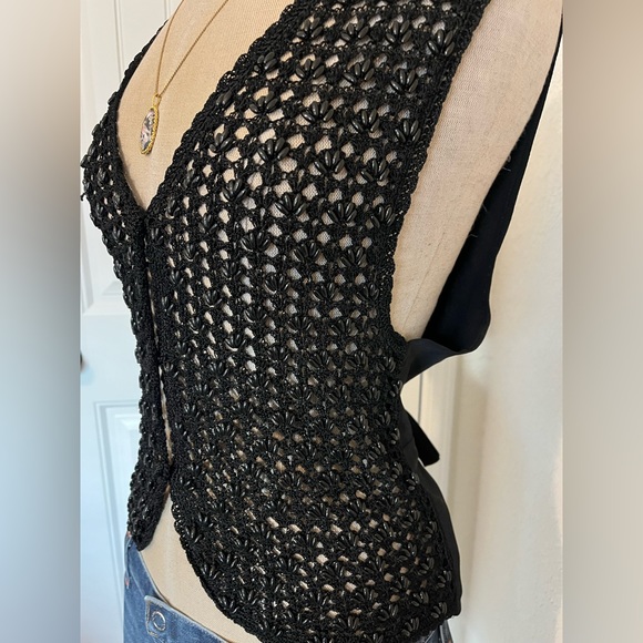 Network Vintage Hand Made Crochet Vest with Beaded Embellishments Size M/L - Picture 7 of 13
